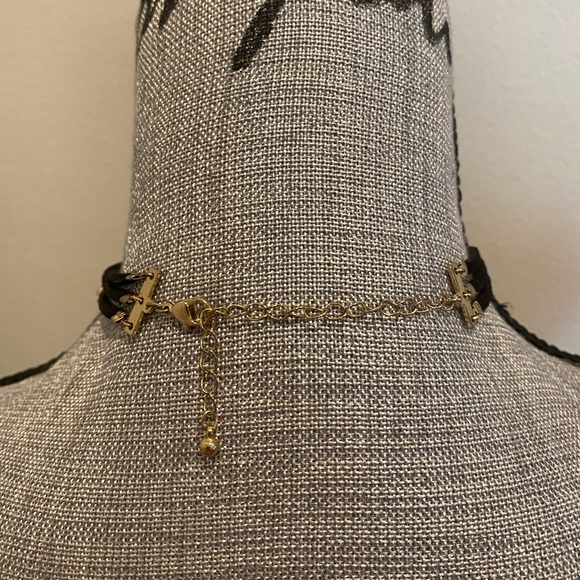 Layered Black Choker Necklace with Rhinestones - Picture 5 of 5